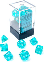 chessex translucent polyhedral dice set 10mm teal white