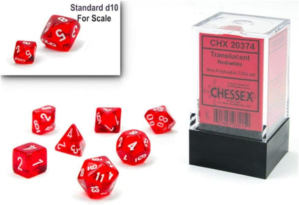 chessex translucent polyhedral dice set 10mm red white