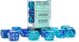 chessex d6 gemini dice set 16mm blue blue light blue