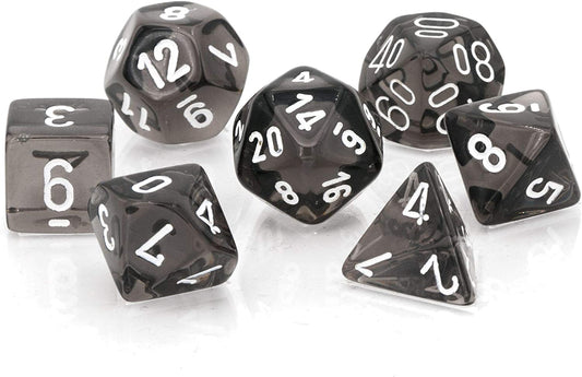 chessex dice die polyhedral translucent set smoke white