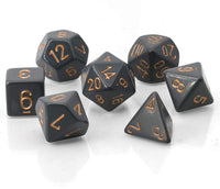 chessex opaque polyhedral dice set dark grey copper