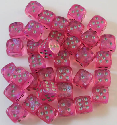 Chessex: D6 Borealis™ Dice Set - 12mm pink silver