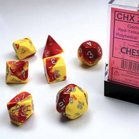 chessex polyhedral gemini dice set red-yellow silver