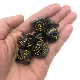 Metal Eagle Themed 7 Piece Plyhedral Dice Set With Bag