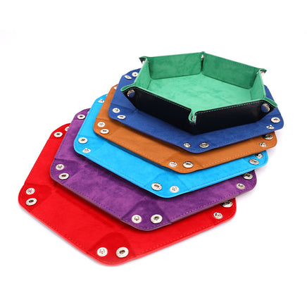 Foldable Dice Tray / Box - Leather Folding Hexagon Shape