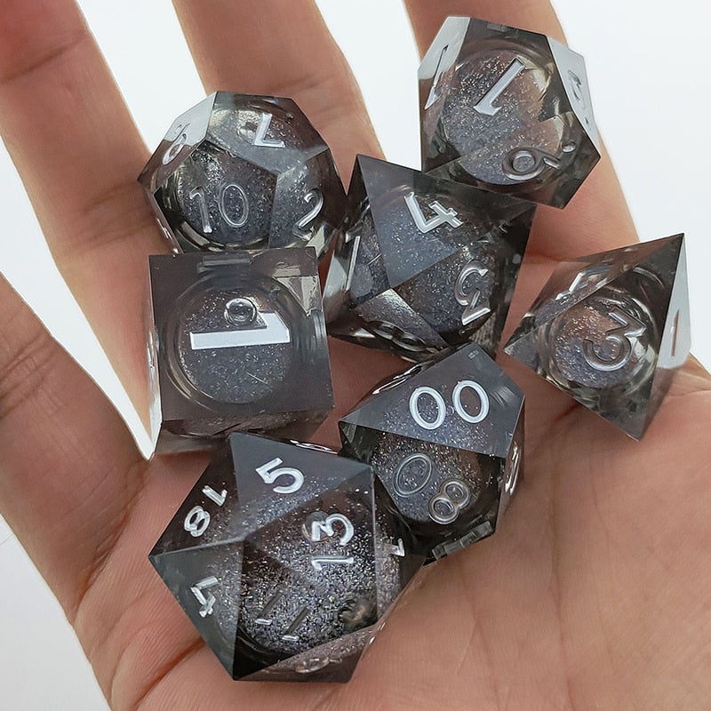 Liquid Core - Polyhedral 7 Piece Die / Dice Set - Sharp Edged