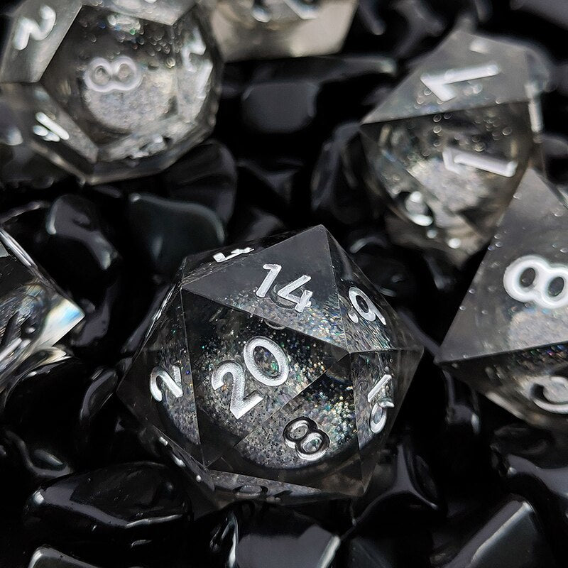 Liquid Core - Polyhedral 7 Piece Die / Dice Set - Sharp Edged