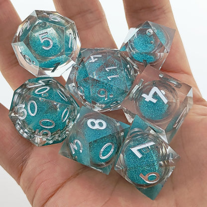 Liquid Core - Polyhedral 7 Piece Die / Dice Set - Sharp Edged