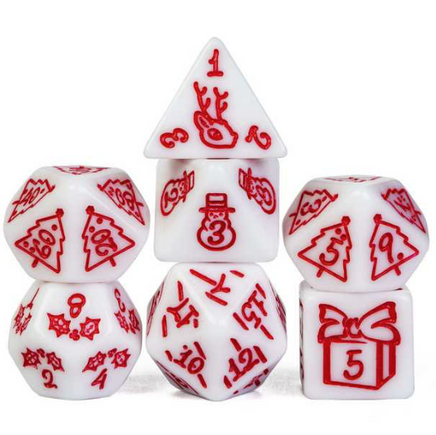 Holiday Theme Dice Set 7 Piece D4-D20 Polyhedral Dice - Multiple Options