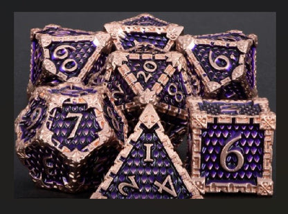 Heavy Metallic Dragon Scale (Dragonscale) Polyhedral 7 Die / Dice Set