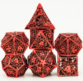 Hollow Metal 7 Pieces Polyhedral Spider Web Theme Dice Set