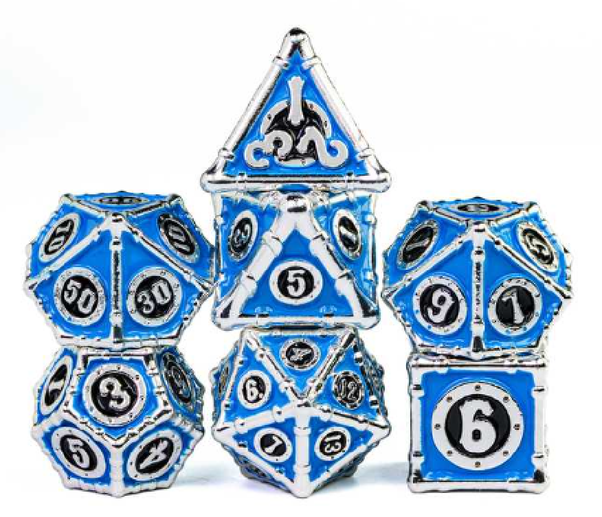 Metal Bamboo Themed 7 Piece Dice Set