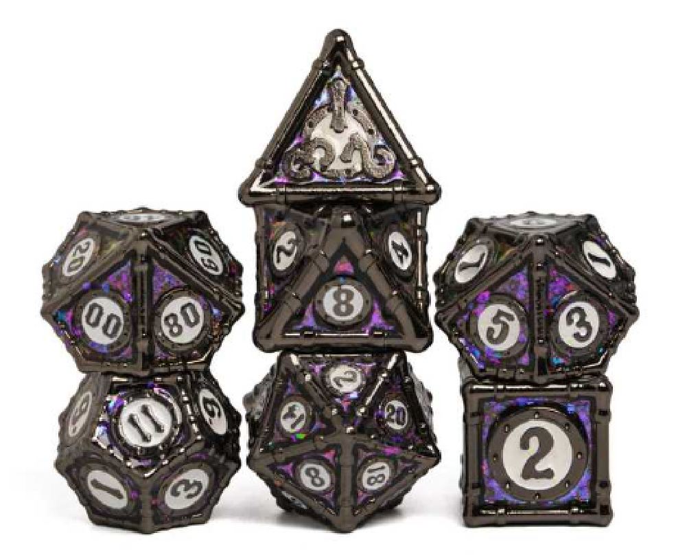 Metal Bamboo Themed 7 Piece Dice Set