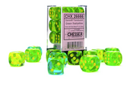 chessex d6 gemini dice set 16mm green teal yellow