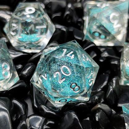 Liquid Core - Polyhedral 7 Piece Die / Dice Set - Sharp Edged