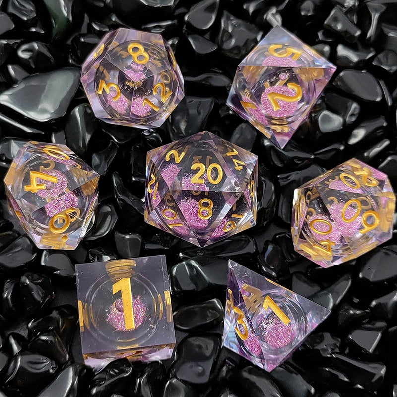 Liquid Core - Polyhedral 7 Piece Die / Dice Set - Sharp Edged