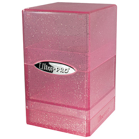 ultra pro satin tower deck box glitter pink