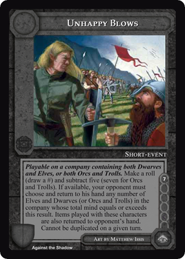 Unhappy Blows - Against the Shadow - Middle Earth CCG / TCG