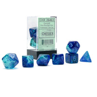 chessex polyhedral gemini dice set blue-blue light blue
