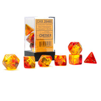 chessex polyhedral gemini dice set red-yellow gold