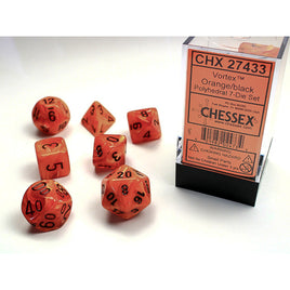 chessex polyhedral vortex dice set orange black