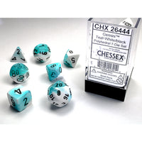 chessex polyhedral gemini dice set teal-white black