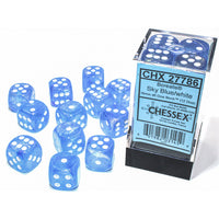 chessex D6 borealis dice set sky blue white