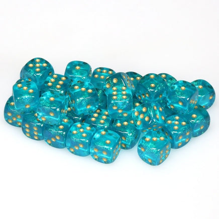 Chessex: D6 Borealis™ Dice Set - 12mm teal gold