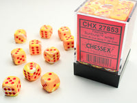 chessex D6 festive dice set 12mm sunburst red