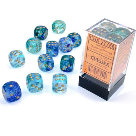 Chessex: D6 Nebula™ Dice sets - 12mm oceanic gold