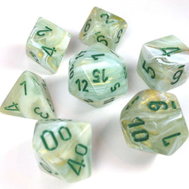 Chessex: Polyhedral Marble Dice sets - 10mm green dark green