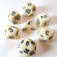 chessex opaque polyhedral dice set ivory black