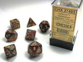chessex polyhedral lustrous dice set gold silver