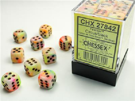 chessex D6 festive dice set 12mm circus black