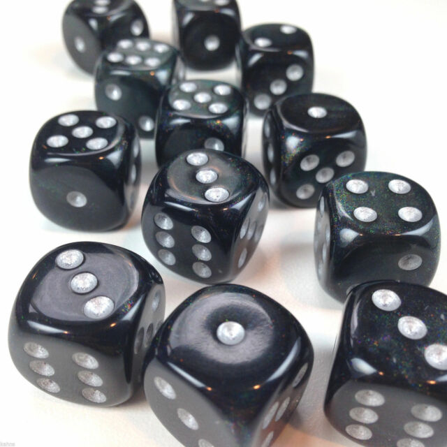 Chessex: D6 Borealis™ Dice Set - 12mm silver/ smoke