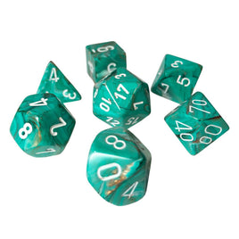 chessex marble polyhedral dice set oxi-copper white